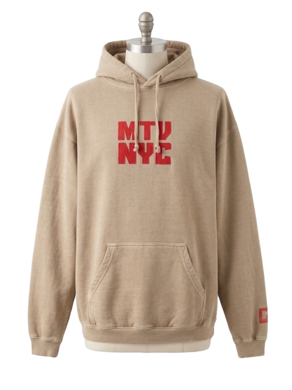 Alternative Apparel MTV NYC Hoodie Tan Red Logo Y2K Streetwear Graphic Size L